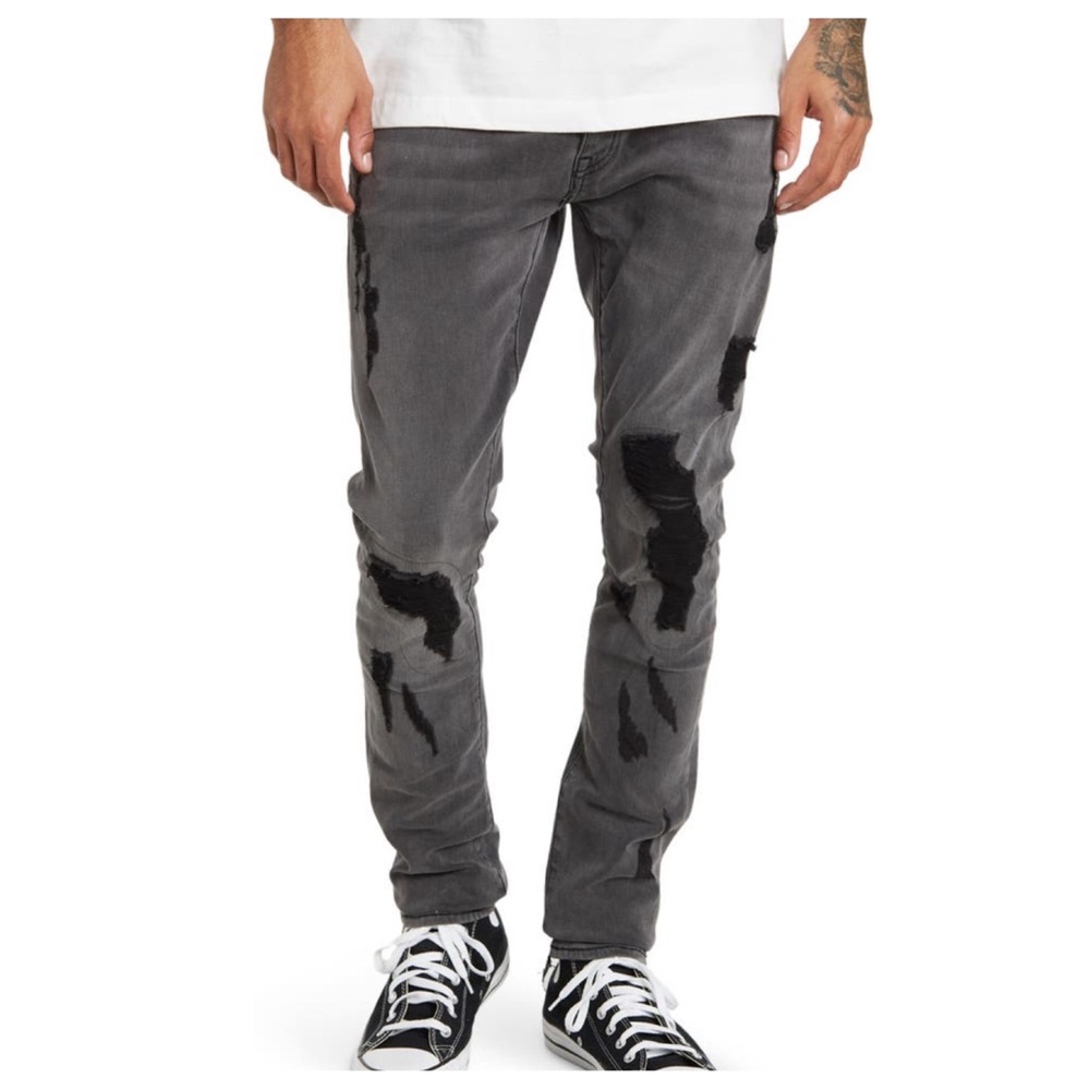 Strivers Row Tupelo Distressed Res Skinny Jeans Size 42 NEW Black Streetwear
